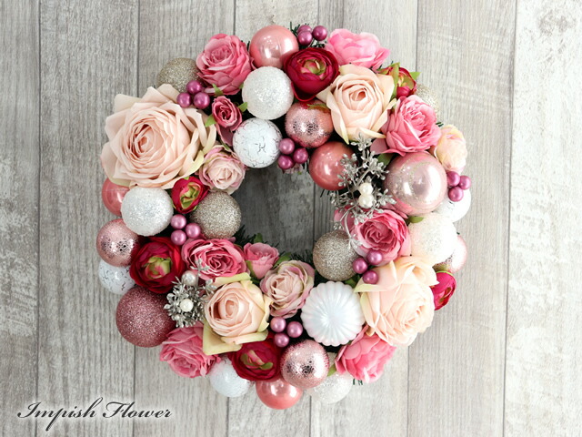 楽天市場】クリスマリース おしゃれ 造花 人気 ピンク 玄関 クリスマス