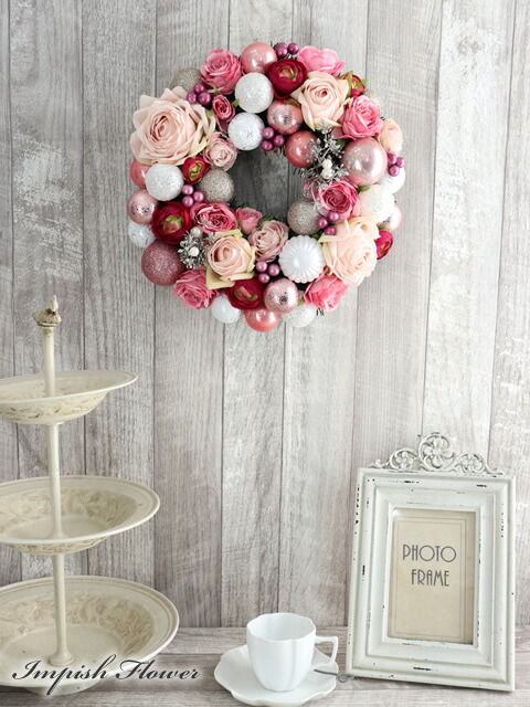 楽天市場】クリスマリース おしゃれ 造花 人気 ピンク 玄関 クリスマス