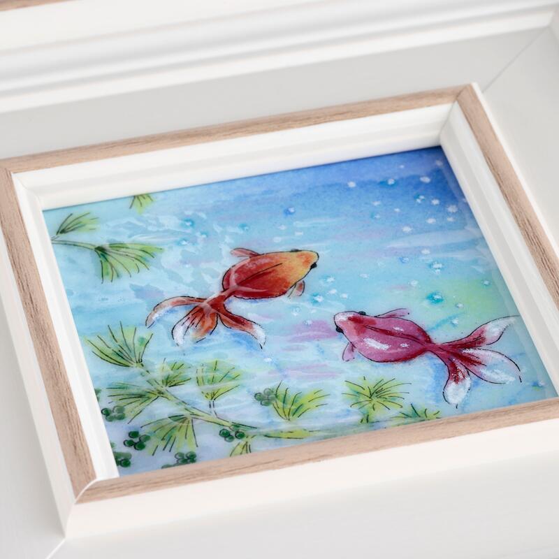 楽天市場】金魚 七宝焼 七宝焼き 七宝絵画 額 アート 水彩画 夏 絵