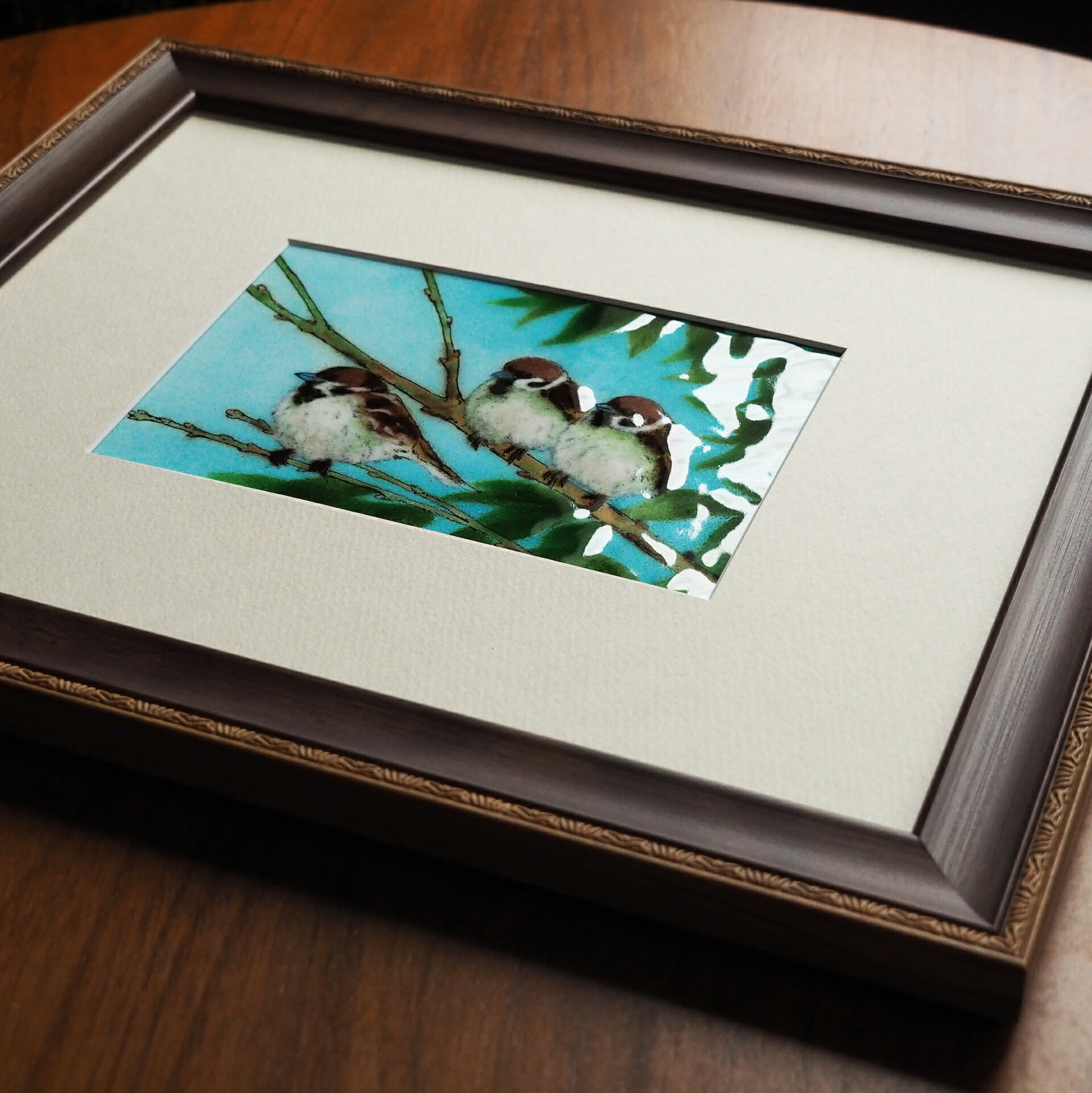 楽天市場】3羽のすずめ 七宝 七宝 七宝焼 七宝焼き 七宝絵画 絵 絵画