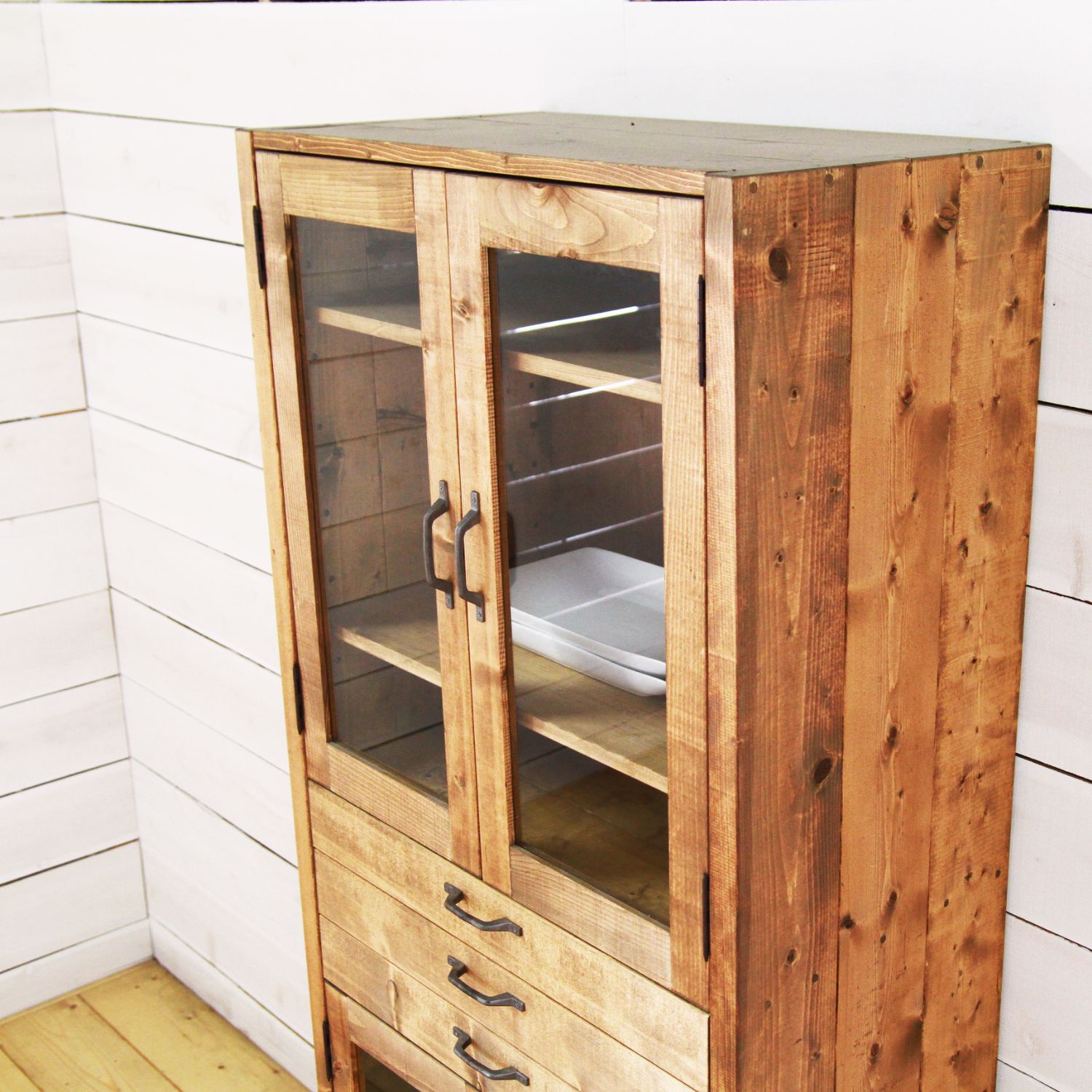 楽天市場】カップボード 無垢 食器棚 キッチン収納 北欧 シンプル