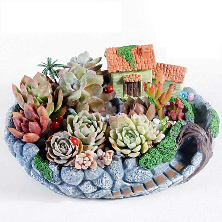 楽天市場】多肉植物 寄せ植え 植木鉢 鉢 お城 民家 ハウス 別荘 大