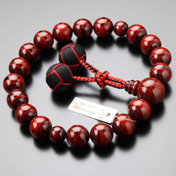 楽天市場】SP 数珠 男性用 18玉 会津本堆朱（赤） 2色梵天房【略式数珠