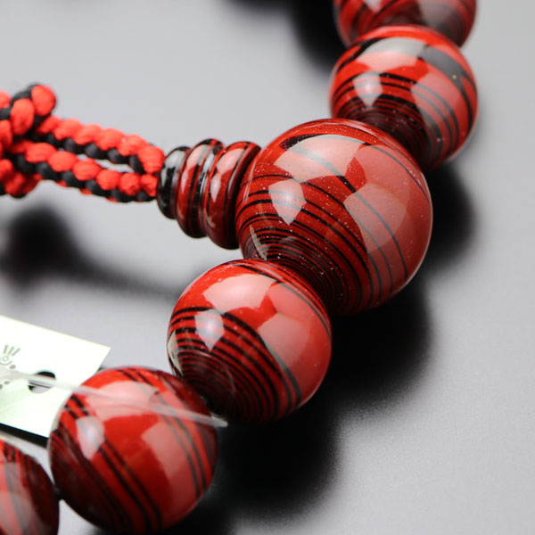 楽天市場】SP 数珠 男性用 18玉 会津本堆朱（赤） 2色梵天房【略式数珠
