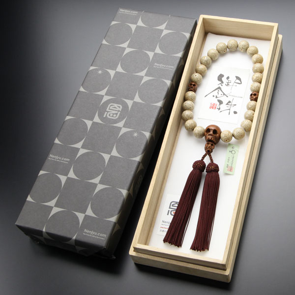 楽天市場】数珠 男性用 22玉 粒撰 星月菩提樹 髑髏彫り 柘植 正絹房