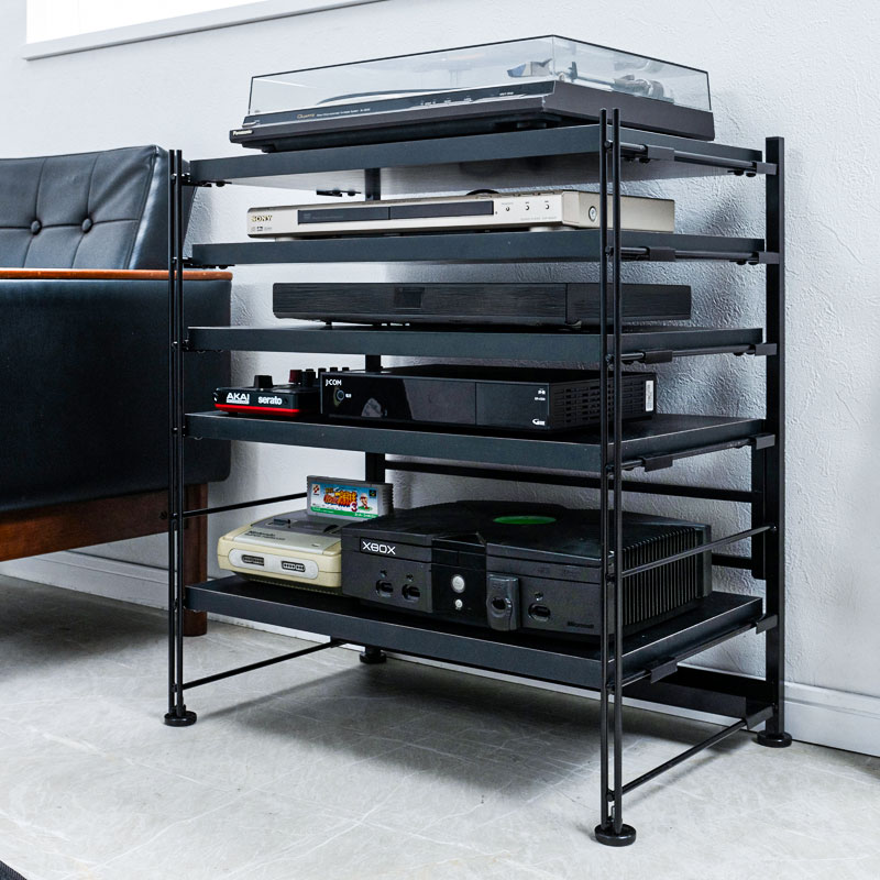 楽天市場】【KENBAN】ソリッドブラックの多段収納オーディオラック 5段