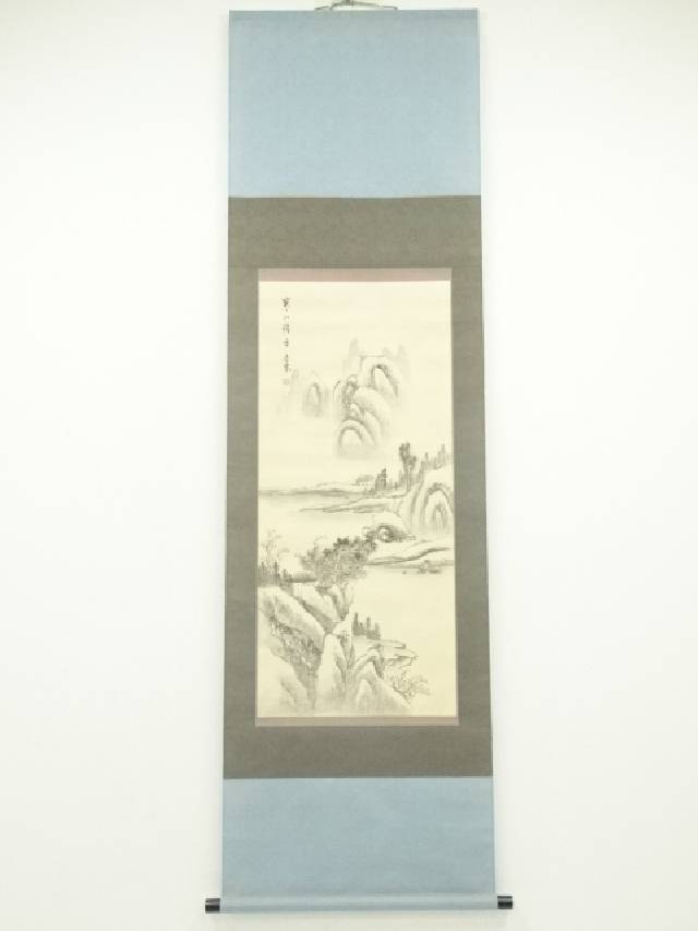 掛け軸 高田楊春 鎮宅守護山水 絹本 希少 軸装 茶道具 掛軸 美品 です