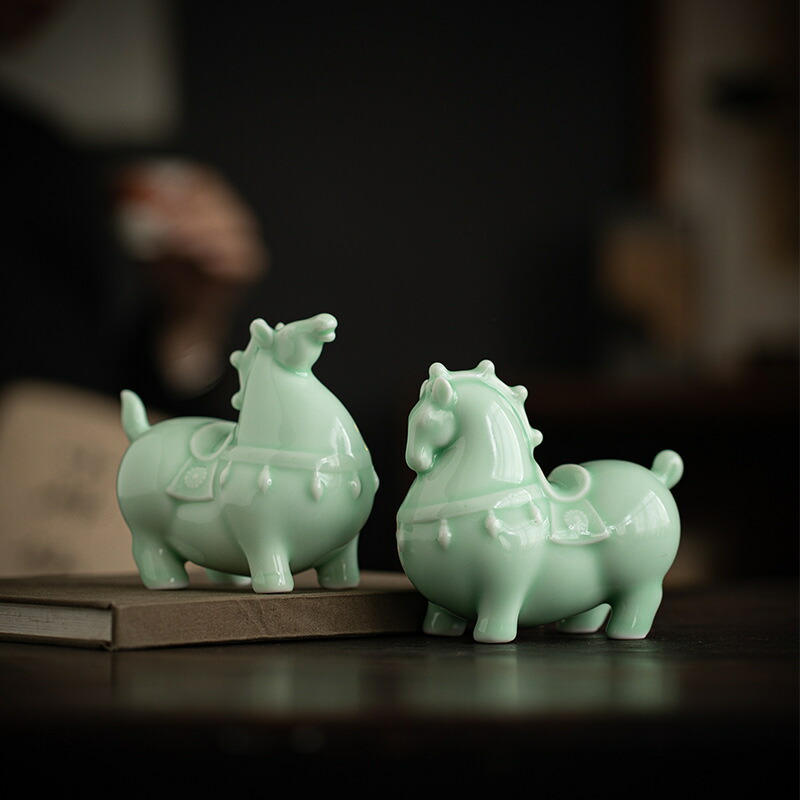 楽天市場】馬の置物 陶器 1ペア 玄関置物 干支飾り うま おきもの 馬