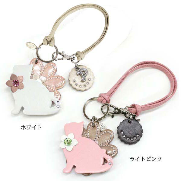 楽天市場】Happy おすわり ねこ フラワー 花 イニシャル キラキラ