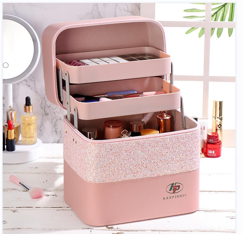 楽天市場】大容量 2トレイ付き メイクボックス 化粧ボックス コスメ