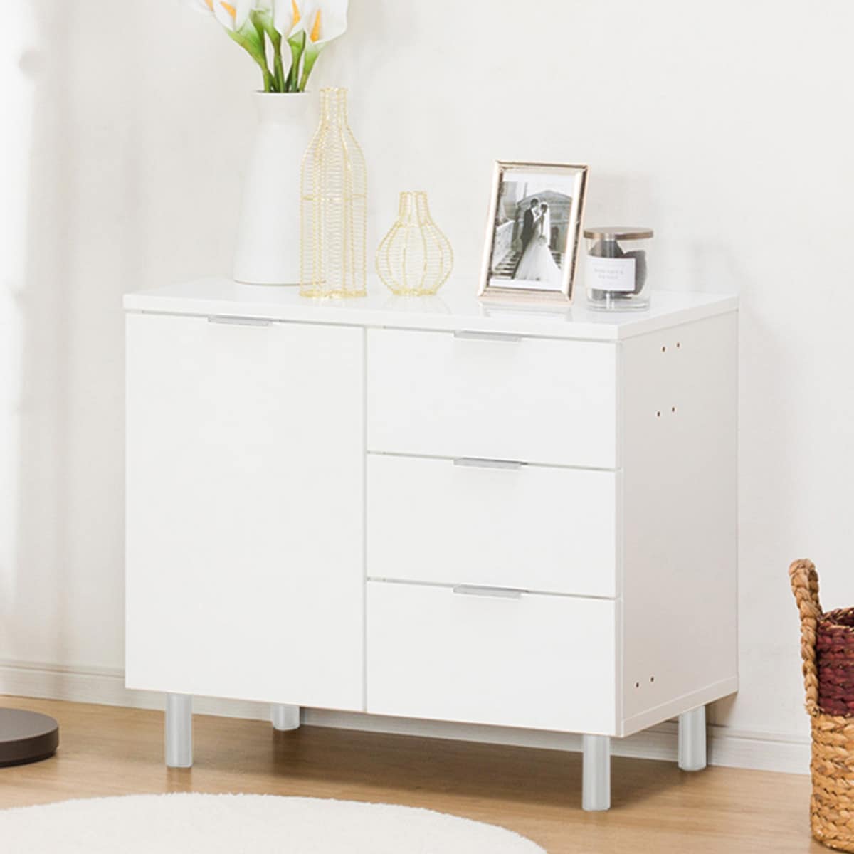 楽天市場】[幅80cm] サイドボード (エトナ80SBR WH/SI) ニトリ 【配送