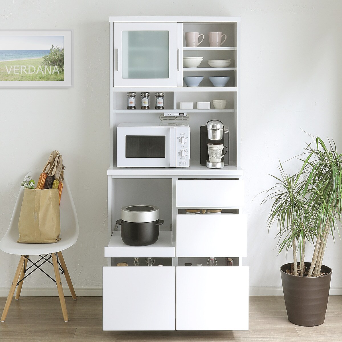 楽天市場】鏡面仕様のキッチンボード 引戸タイプ（幅80cm WH） ニトリ