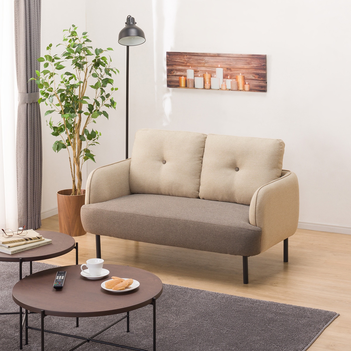 楽天市場】2人掛け 布張りソファ ツートーン (BE/MO) ニトリ 【配送員