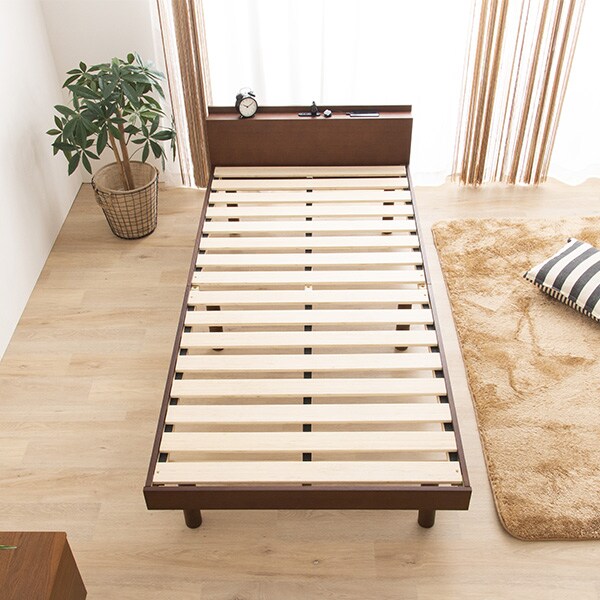 楽天市場】シングル棚・コンセント付き高さ3段階調整すのこベッド（STL