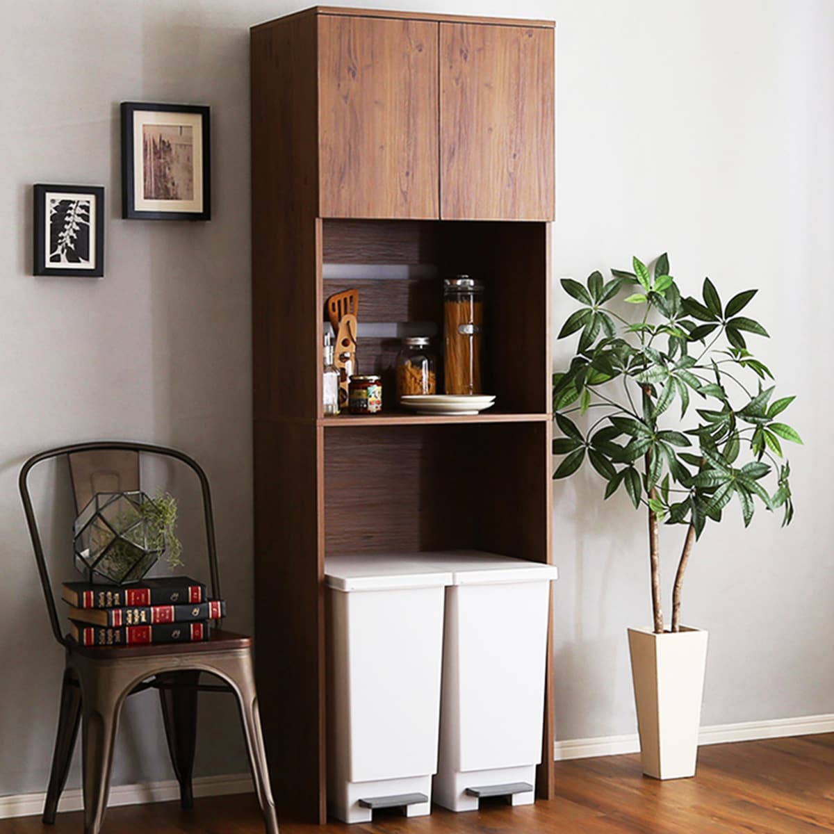 楽天市場】ヴィンテージ木製ごみ箱上ラック （スリムタイプ） ニトリ