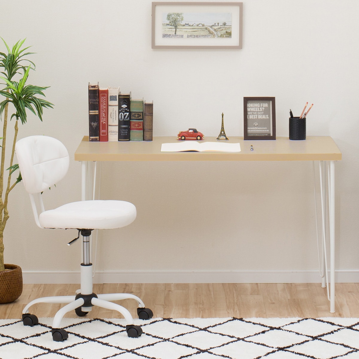 楽天市場】[幅118cm]デスクプレフェセット (天板118LBR/ワイヤーレッグ