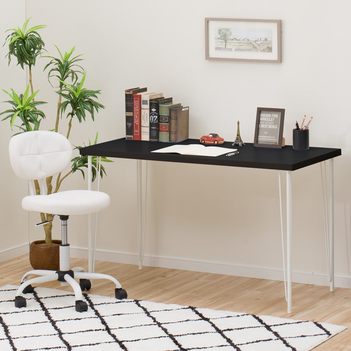 楽天市場】[幅118cm]デスクプレフェセット (天板118BK/ワイヤーレッグ