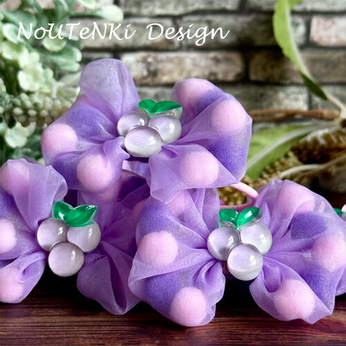 楽天市場】ヘアゴム キッズ ぶどう ポンポン オーガンジー リボン (2つ