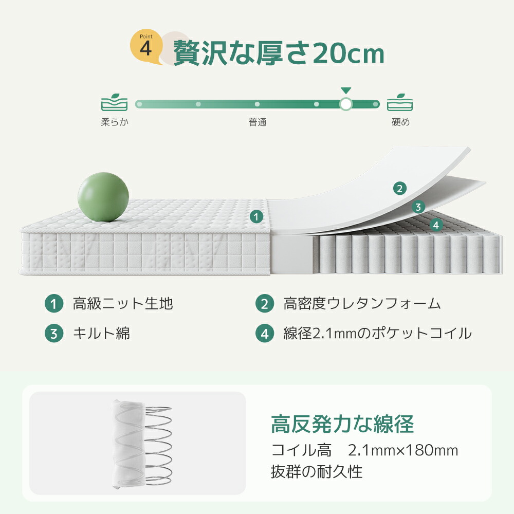 楽天市場】【10%offクーポン】Novilla 高密度ポケットコイルマットレス