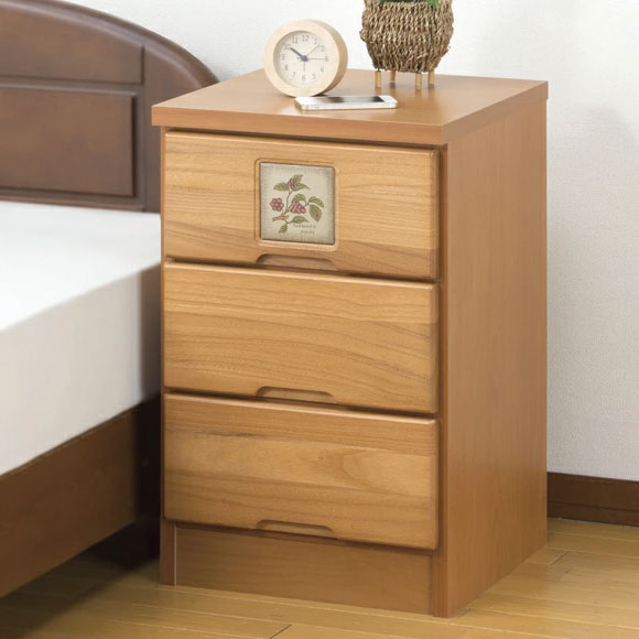 楽天市場】木製チェスト 3段 引き出し タイル付き 完成品 天然木 桐