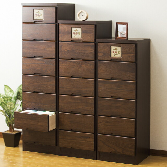 楽天市場】木製チェスト 4段 引き出し タイル付き 完成品 天然木 桐