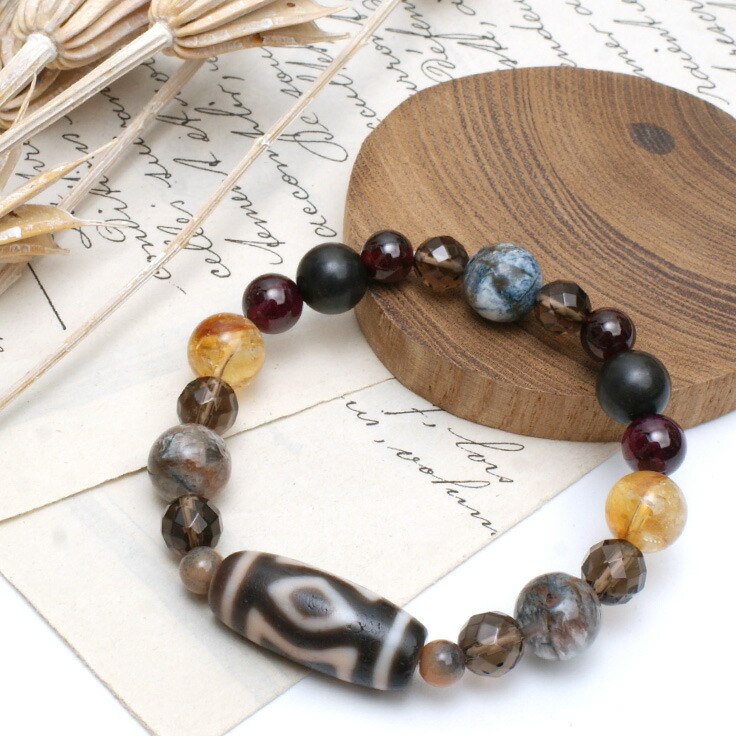 楽天市場】Guida 〜導く〜 -老礦- 金剛双天地天珠ブレスレット【メール