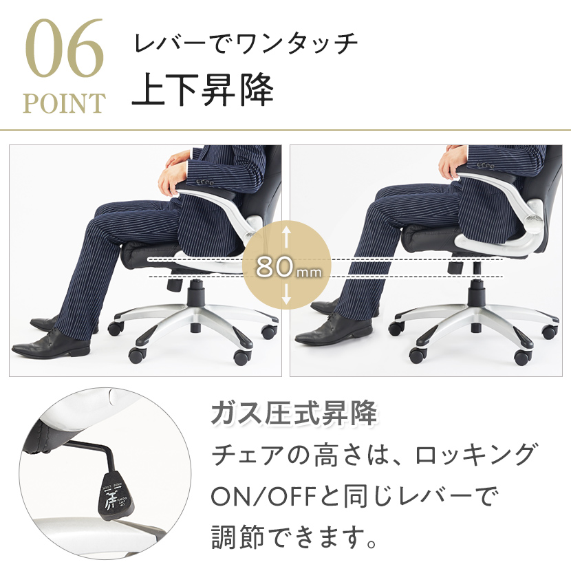 楽天市場】オフィスチェア 社長椅子 レクアスチェア 可動肘 ハイバック