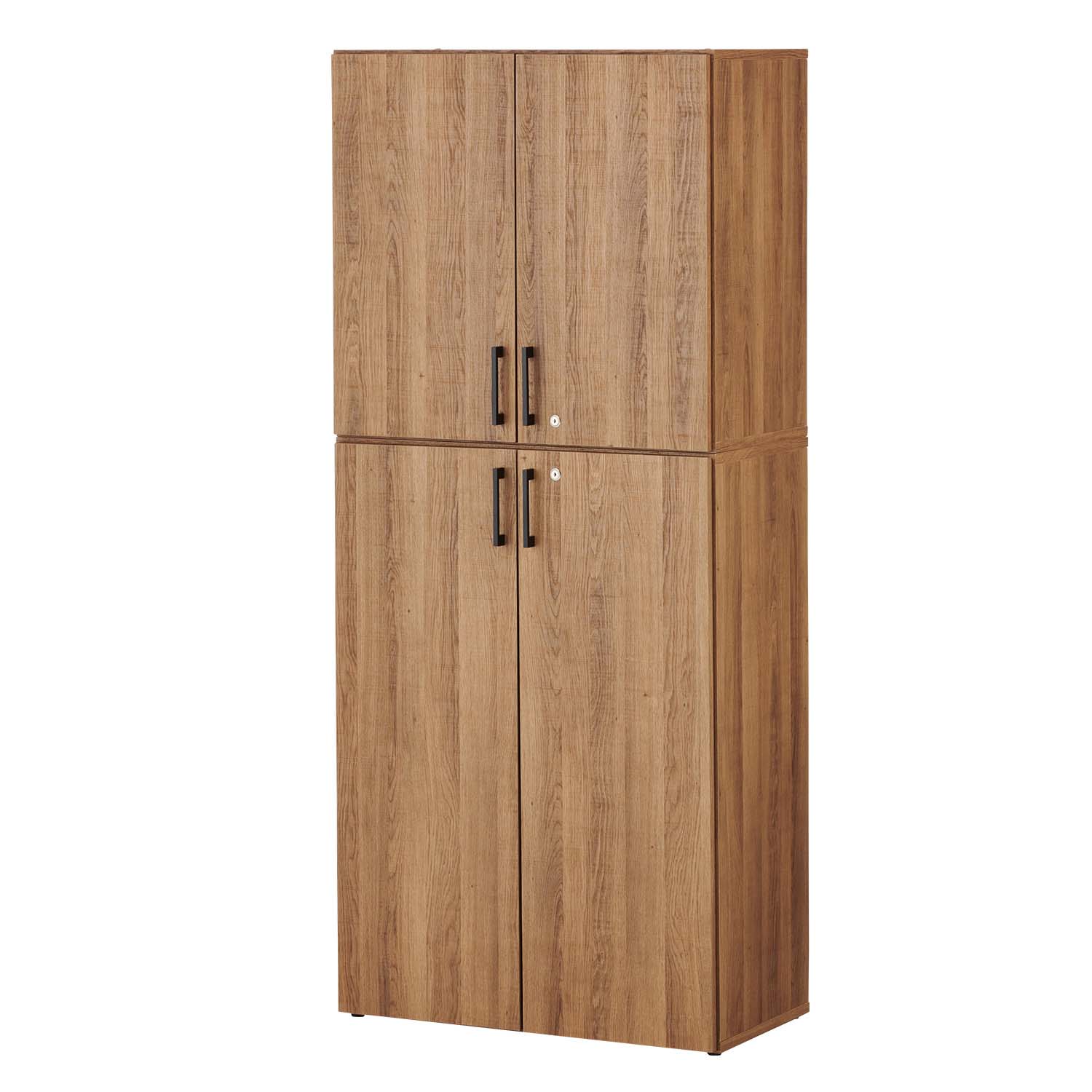 楽天市場】レモダ 木製キャビネット 5段 上下組 2段扉付き+3段扉付き