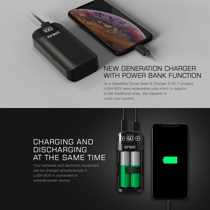 楽天市場】Efest LUSH BOX CHARGER/ラッシュボックス/イーフェスト