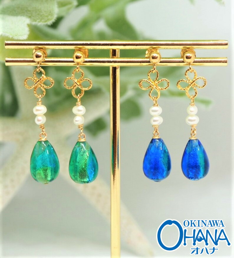 楽天市場】ホタルガラス 沖縄 ブルー エメラルドグリーン 人気 ピアス