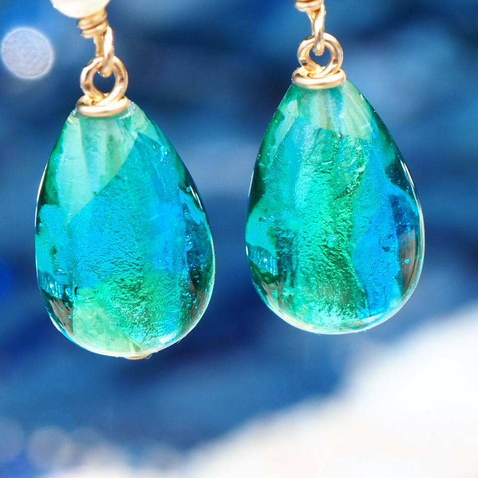 楽天市場】ホタルガラス 沖縄 ブルー エメラルドグリーン 人気 ピアス