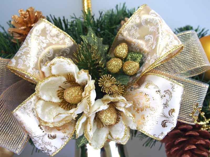 楽天市場】クリスマスリース 60cm レッド ゴールド 玄関 ドア おしゃれ