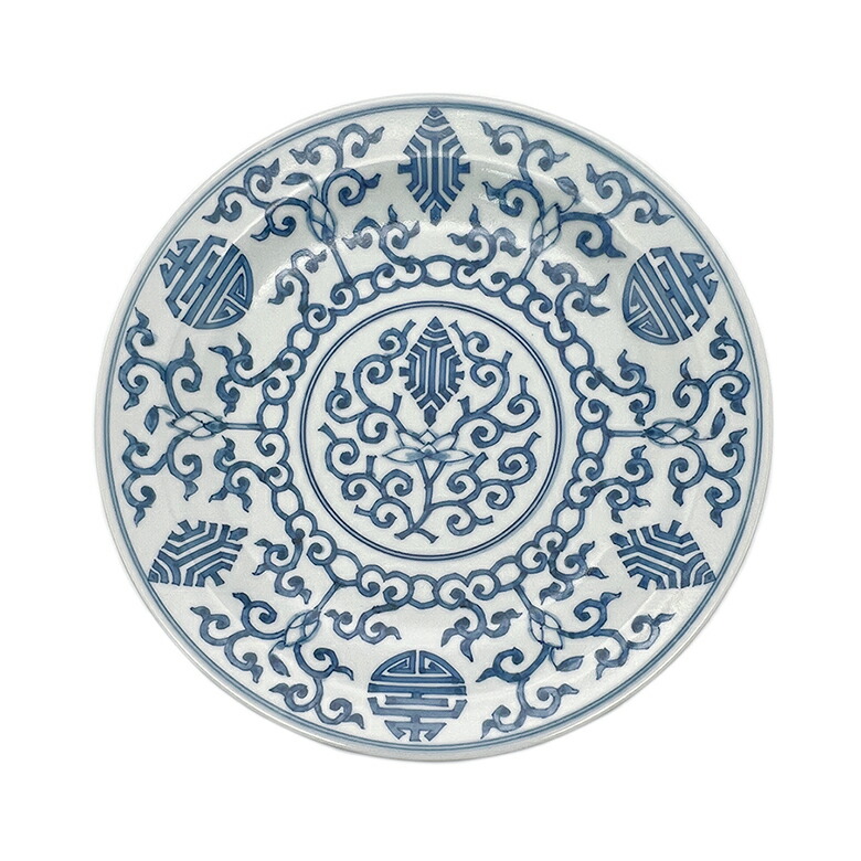 楽天市場】染付地紋壽字 7寸古伊万里皿 : TABLE ＆ STYLE