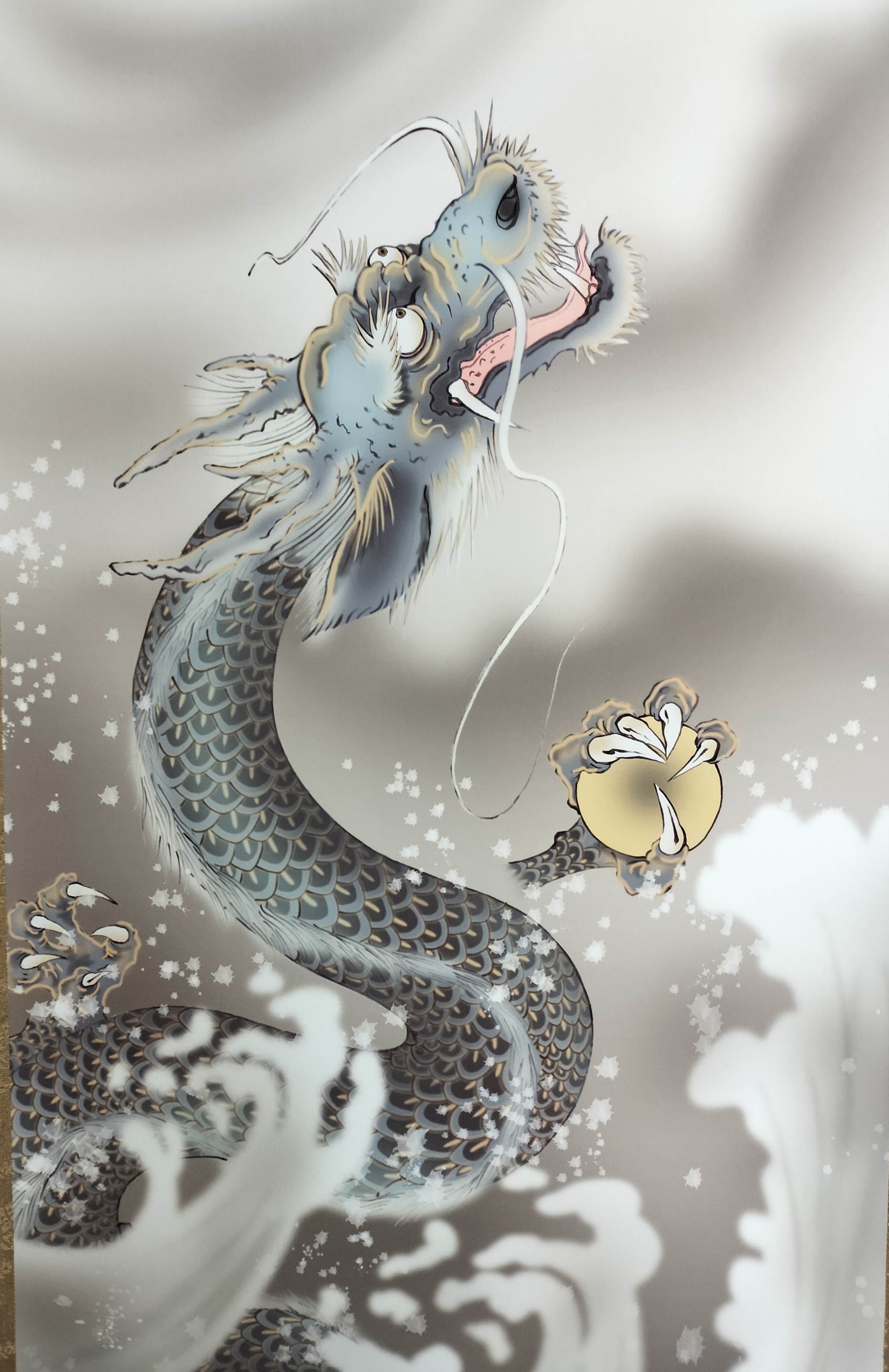 楽天市場】【送料無料】掛け軸 龍神図 尺三サイズ（44.5×164cm）化粧