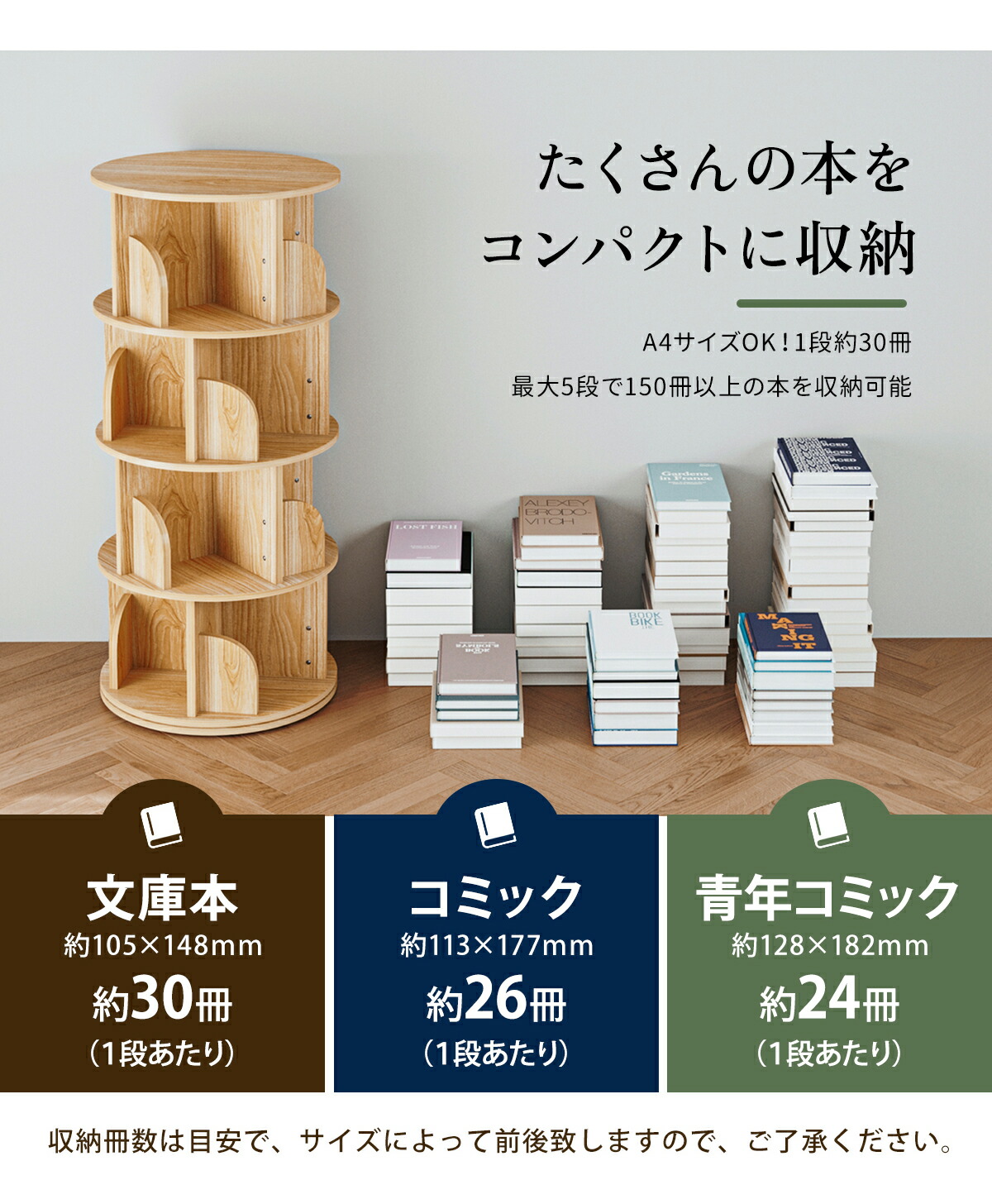 楽天市場】【クーポンで30％OFF】本棚 回転式 書棚 360度回転 スリム