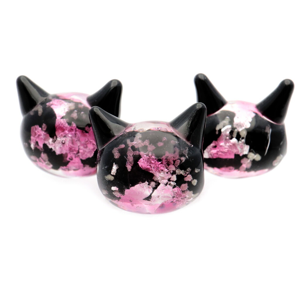 楽天市場】ホタルガラス ねこ ビーズ 1粒 ピンク 光る 蓄光 パーツ 猫