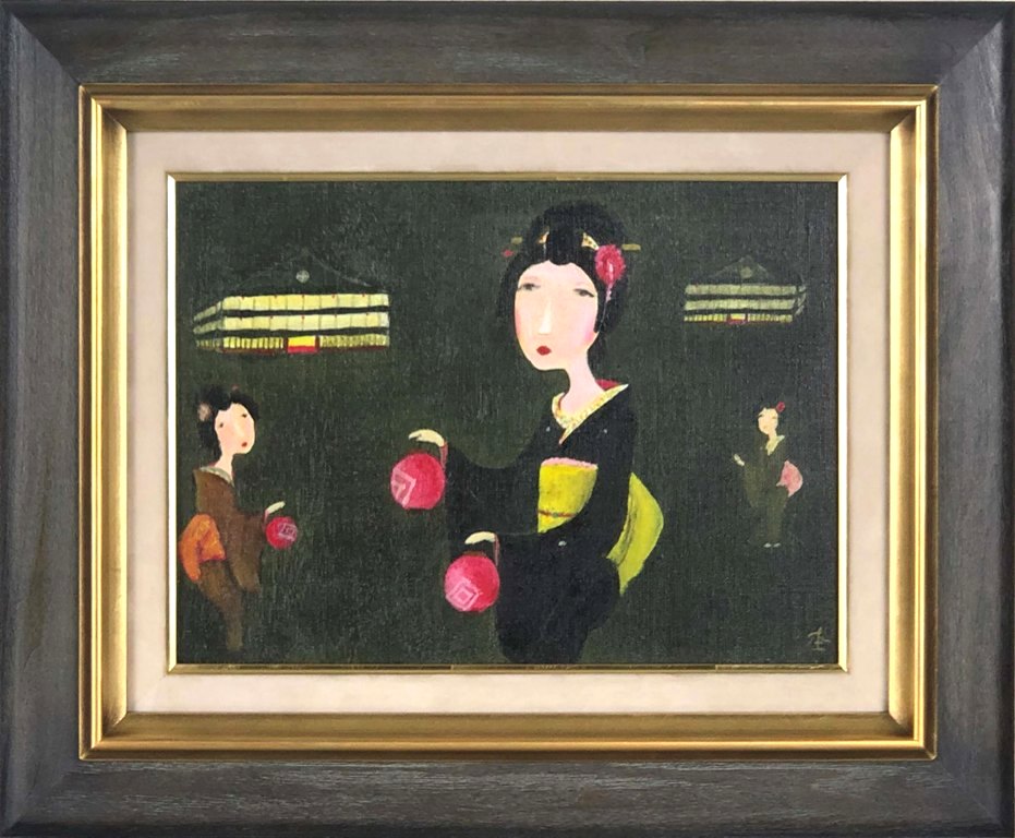 楽天市場】杢田たけを 「不夜城・灯ともし可愛花」 油彩4号 : 小野画廊