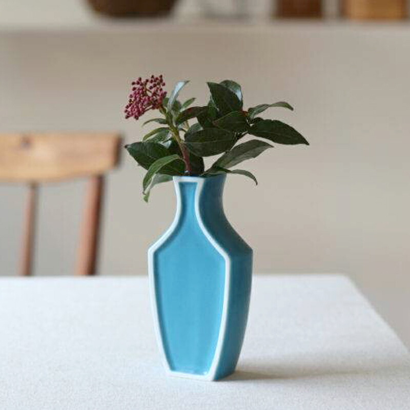 楽天市場】花瓶 グレー ブルー マット 花色 ふちどり花器 ／ 小田陶器