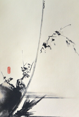 楽天市場】掛軸 宮本武蔵 複製画 枯木鳴鵙図（枯木にもず）(掛け軸 尺