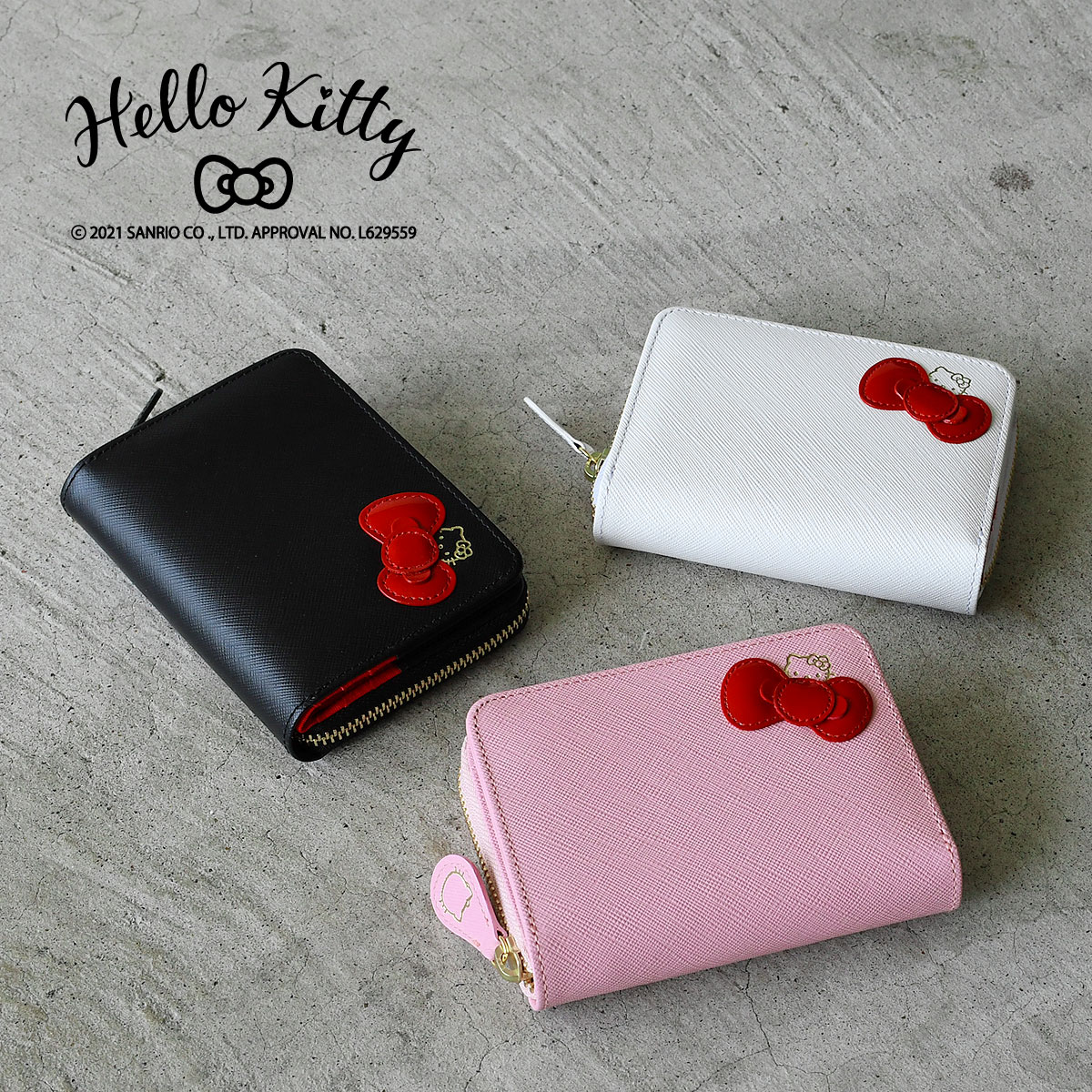 楽天市場】キティちゃん 二つ折り財布 ラウンドファスナー リボン