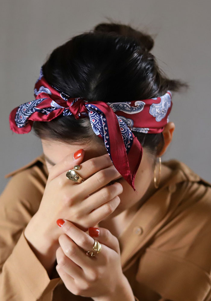 楽天市場】スカーフ 60×60 サテン バンダナ ターバン ヘアアクセ