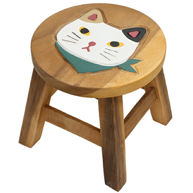 楽天市場】【猫の日 220円クーポン】 ウッドスツール ネコ顔 ラウンド