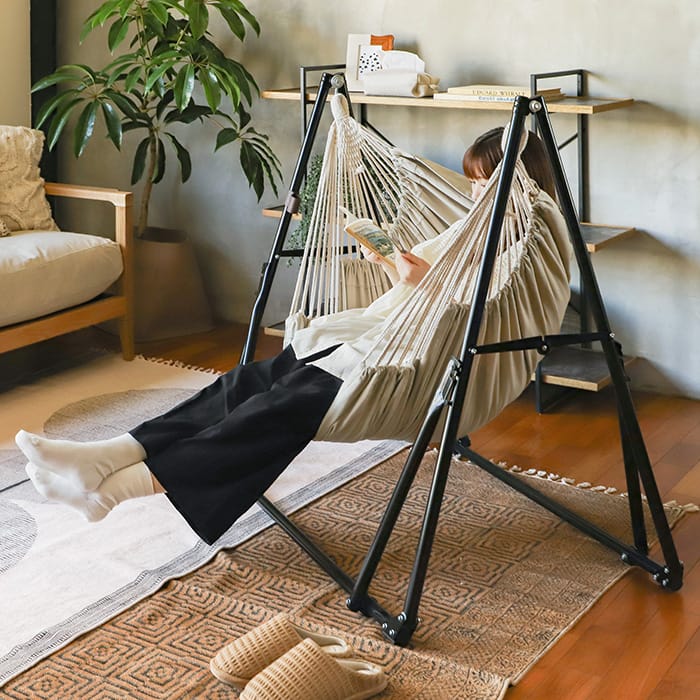 楽天市場】ハンモック 自立式 3way 室内 おしゃれ 屋外 一人用 5点
