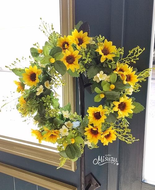 楽天市場】*misuzu* 夏の向日葵(ヒマワリ)のリース 玄関 ウェルカム