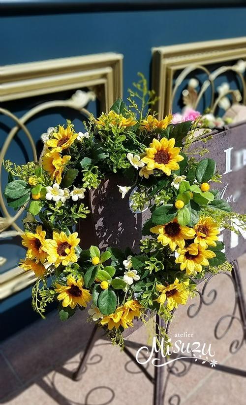 楽天市場】*misuzu* 夏の向日葵(ヒマワリ)のリース 玄関 ウェルカム