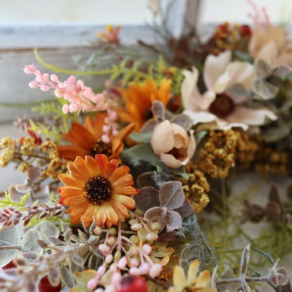 楽天市場】アンティーク ドライフラワー風 玄関リース ガーデンリース