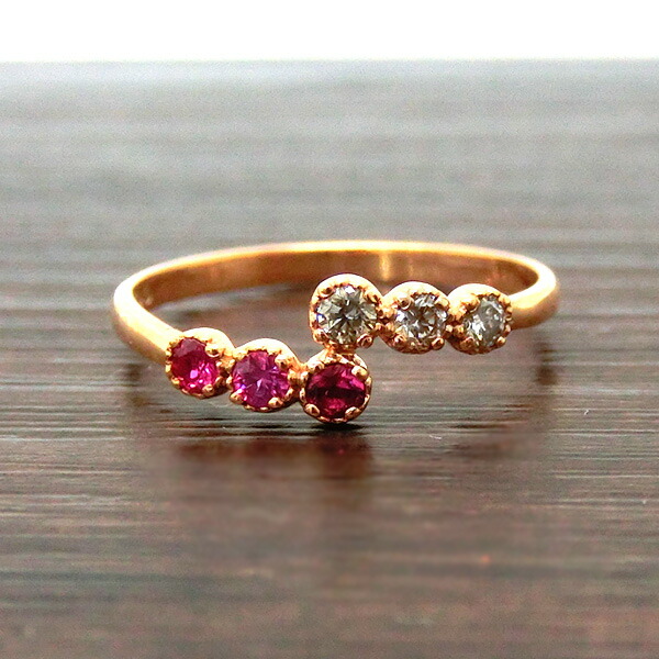 楽天市場】【お見積り商品】K10 リング 指輪 6石 2mm ルビー ダイヤ