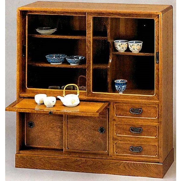 dmz6447＊違い棚 飾り棚 茶箪笥 インテリア 昭和レトロ 難あり dmz6447