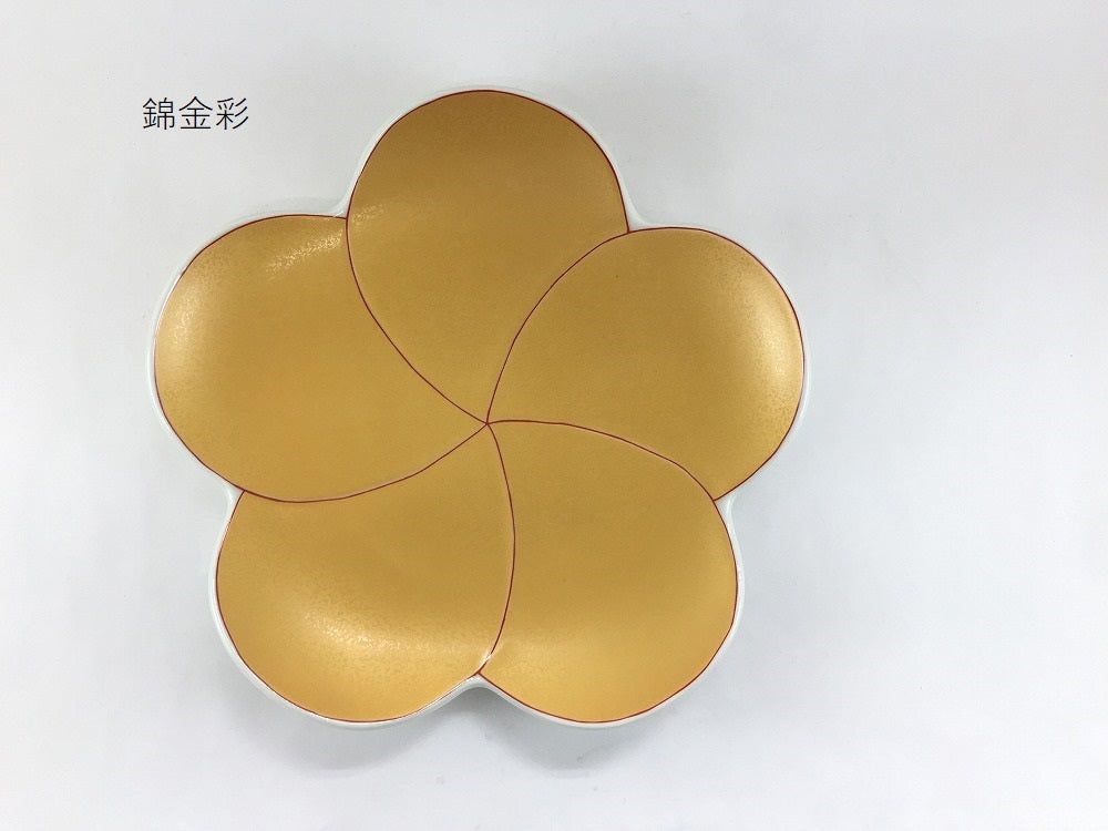 楽天市場】有田焼 幸楽窯 捻り梅形七寸盛皿 (錦曙釉銀彩(ピンク) /錦銀