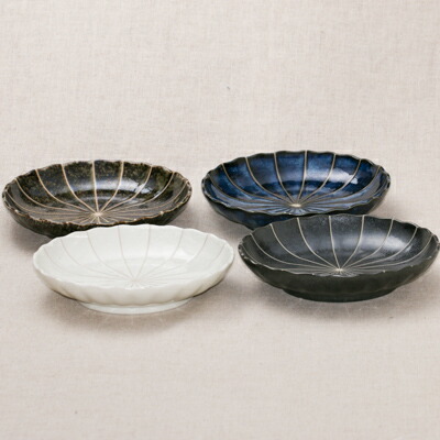楽天市場】菊十草 16.5cm プレートL 1個 アイボリー/黒マット/窯変紺